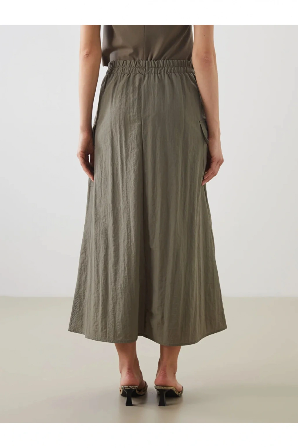 LCWAIKIKI Classic Haki Beli Lastikli A Kesim Etek