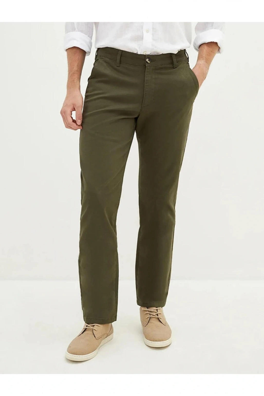 LCWAIKIKI Classic Haki Normal Kalıp Gabardin Erkek Chino Pantolon