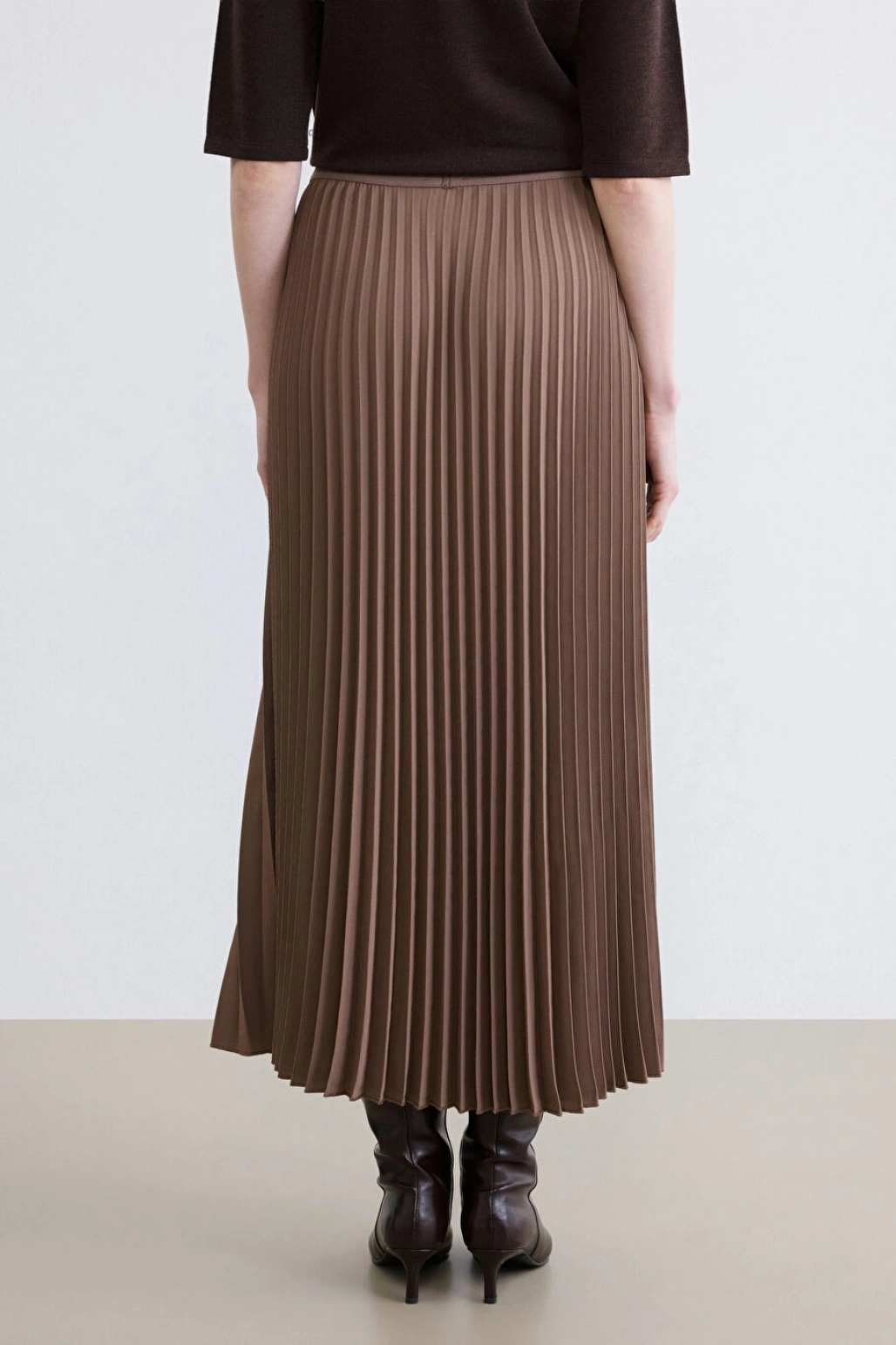 LCWAIKIKI Classic Kahverengi Beli Lastikli Pileli Etek