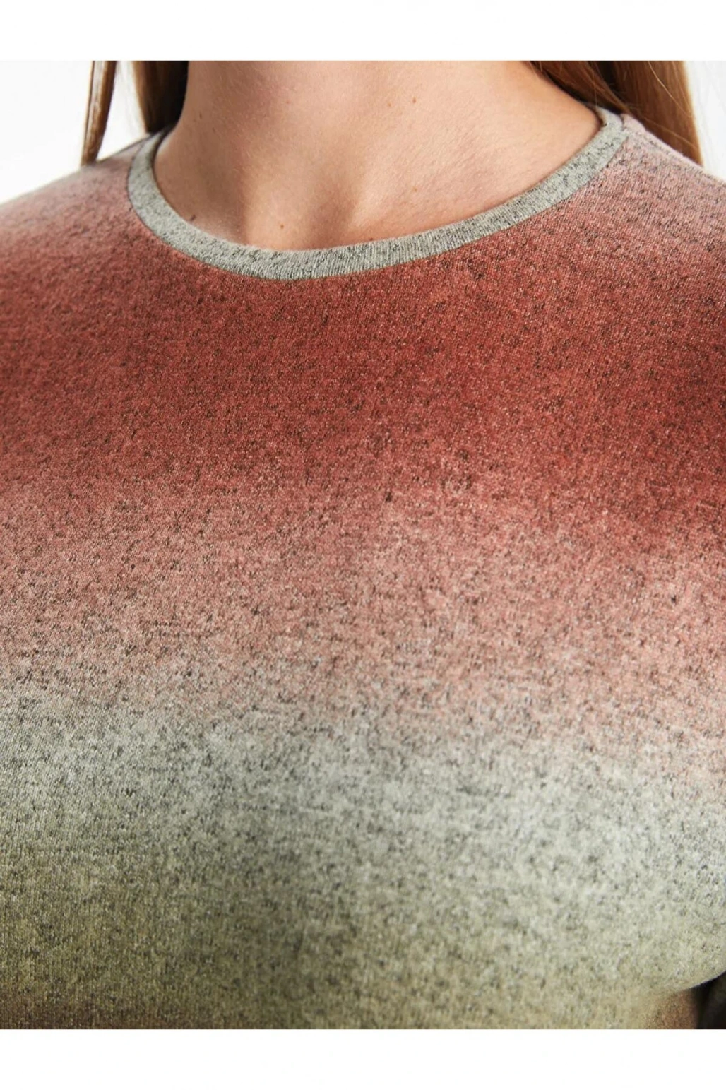 LCWAIKIKI Classic Kahverengi Bisiklet Yaka Batik Kadın Tişört