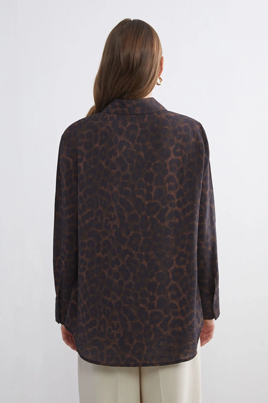 LCWAIKIKI Classic Kahverengi Leopar Desenli Kadın Gömlek