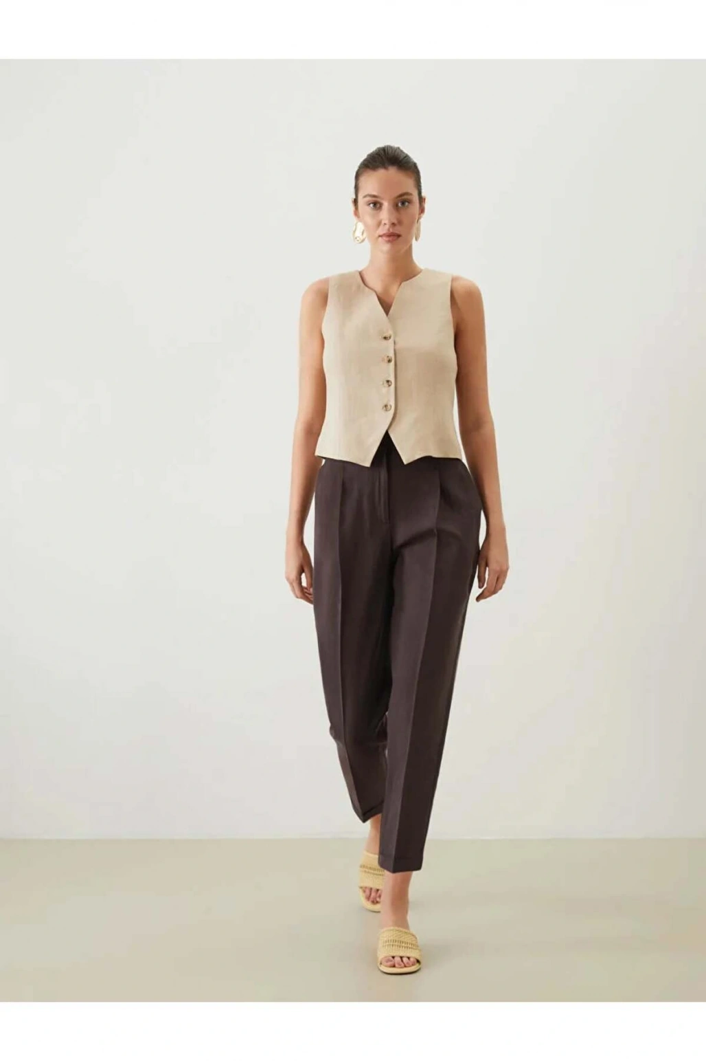 LCWAIKIKI Classic Kahverengi Loose Fit Cigarette Kadın Pantolon