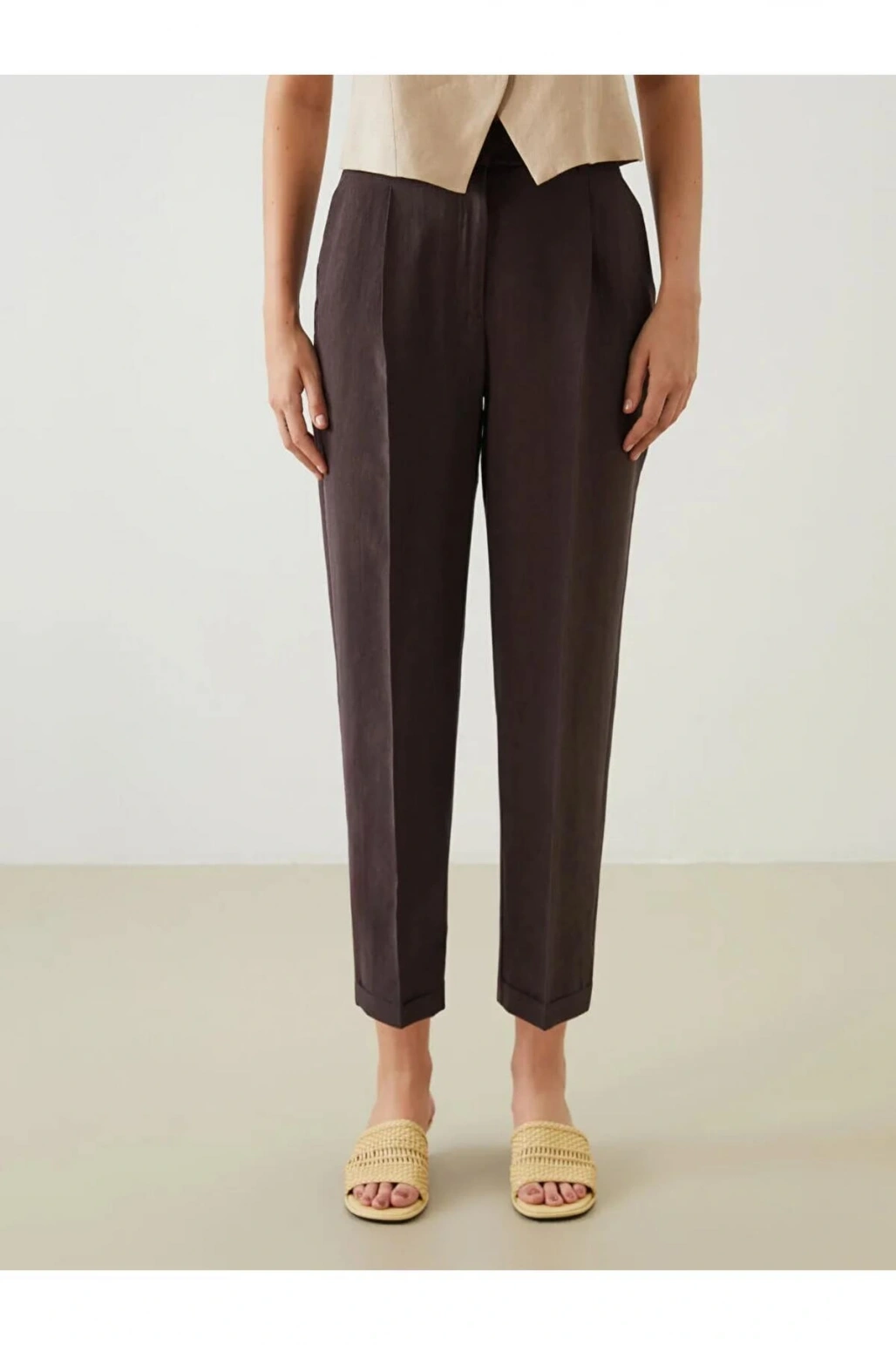 LCWAIKIKI Classic Kahverengi Loose Fit Cigarette Kadın Pantolon