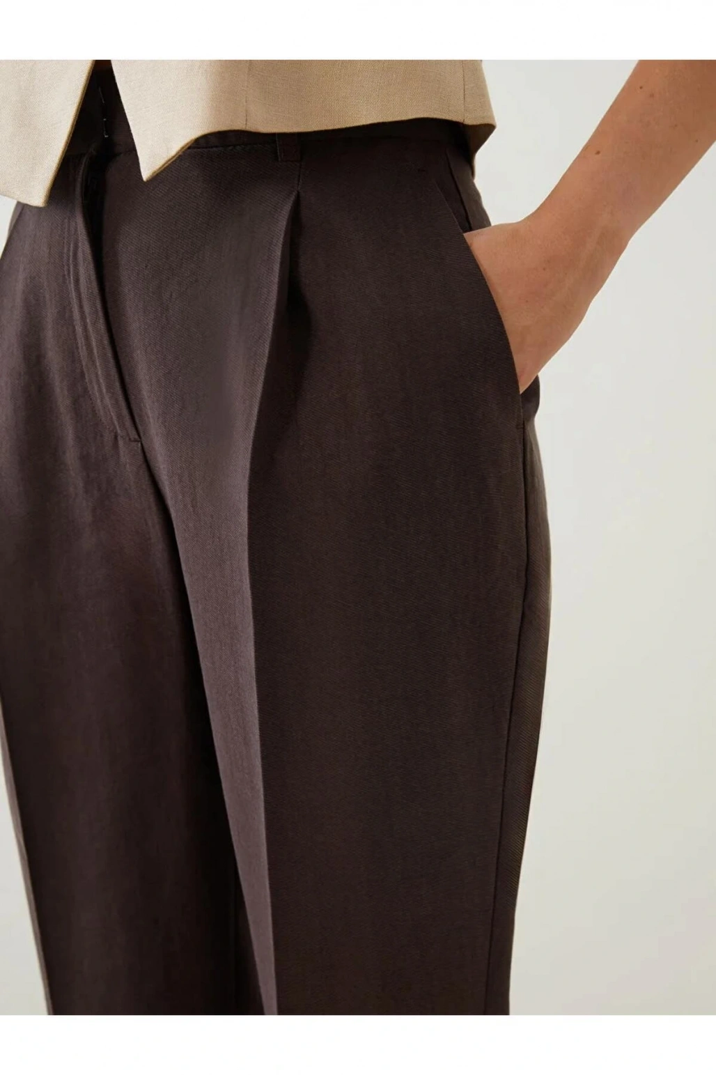 LCWAIKIKI Classic Kahverengi Loose Fit Cigarette Kadın Pantolon