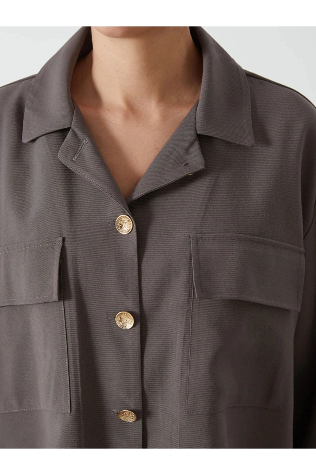 LCWAIKIKI Classic Kahverengi Oversize Gabardin Kadın Gömlek Ceket T T