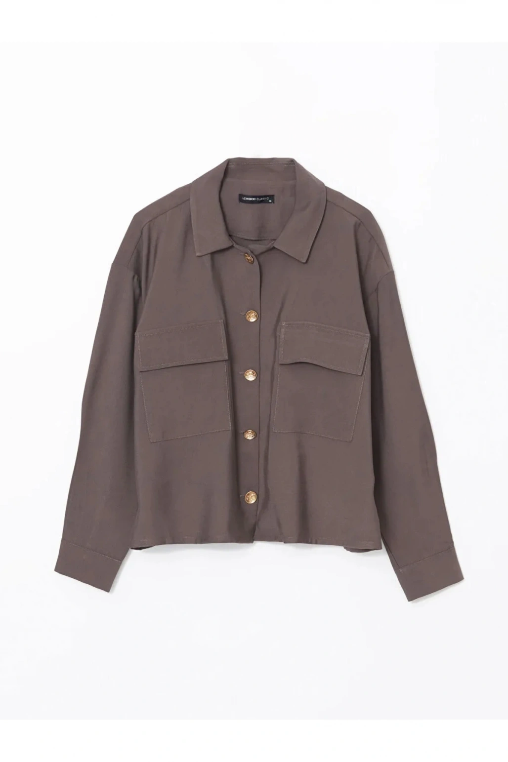 LCWAIKIKI Classic Kahverengi Oversize Gabardin Kadın Gömlek Ceket T T