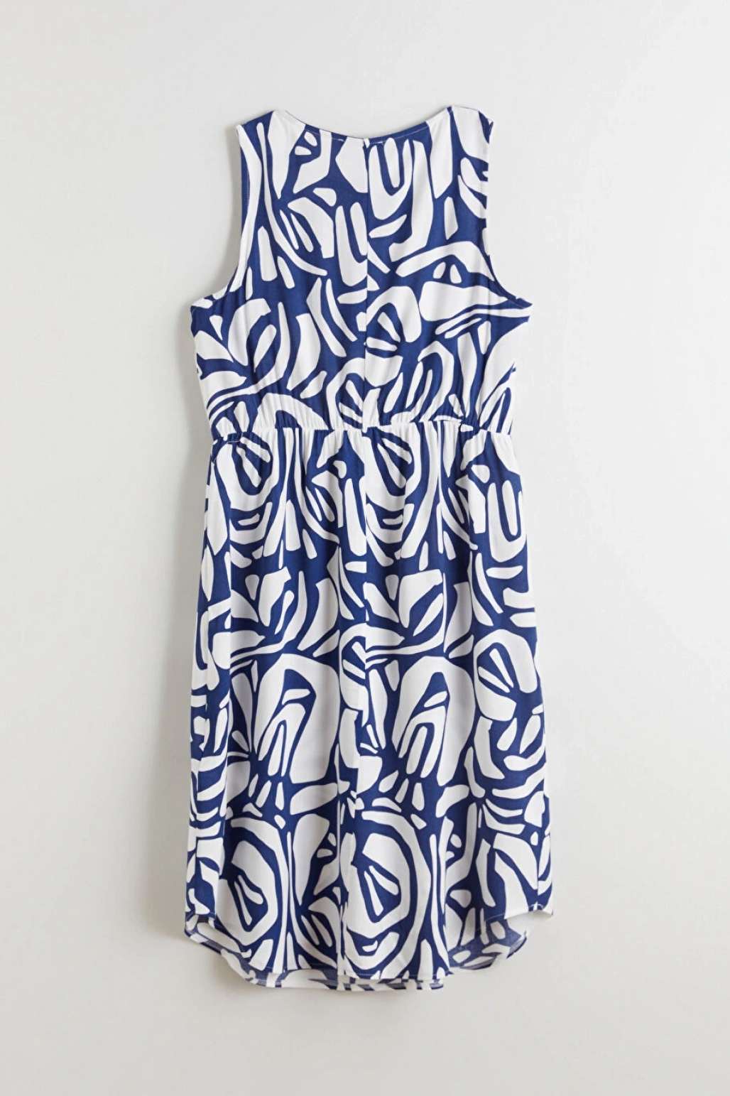 LCWAIKIKI Classic Lacivert Bisiklet Yaka Desenli Belden Oturtmalı Elbise