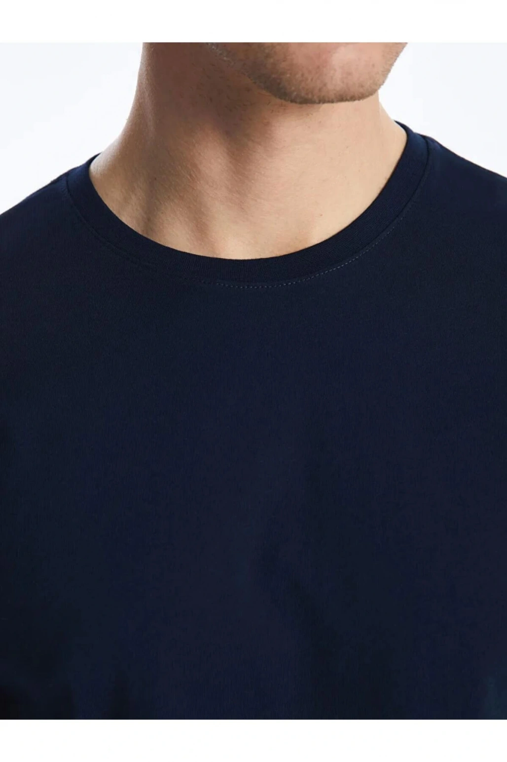 LCWAIKIKI Classic Lacivert Bisiklet Yaka Penye Erkek Tişört