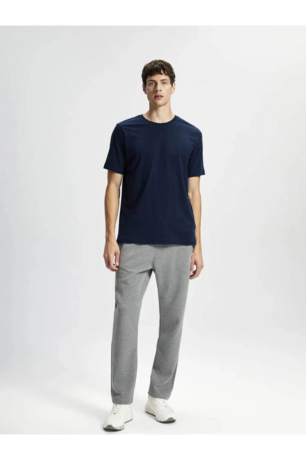 LCWAIKIKI Classic Lacivert Bisiklet Yaka Penye Erkek Tişört