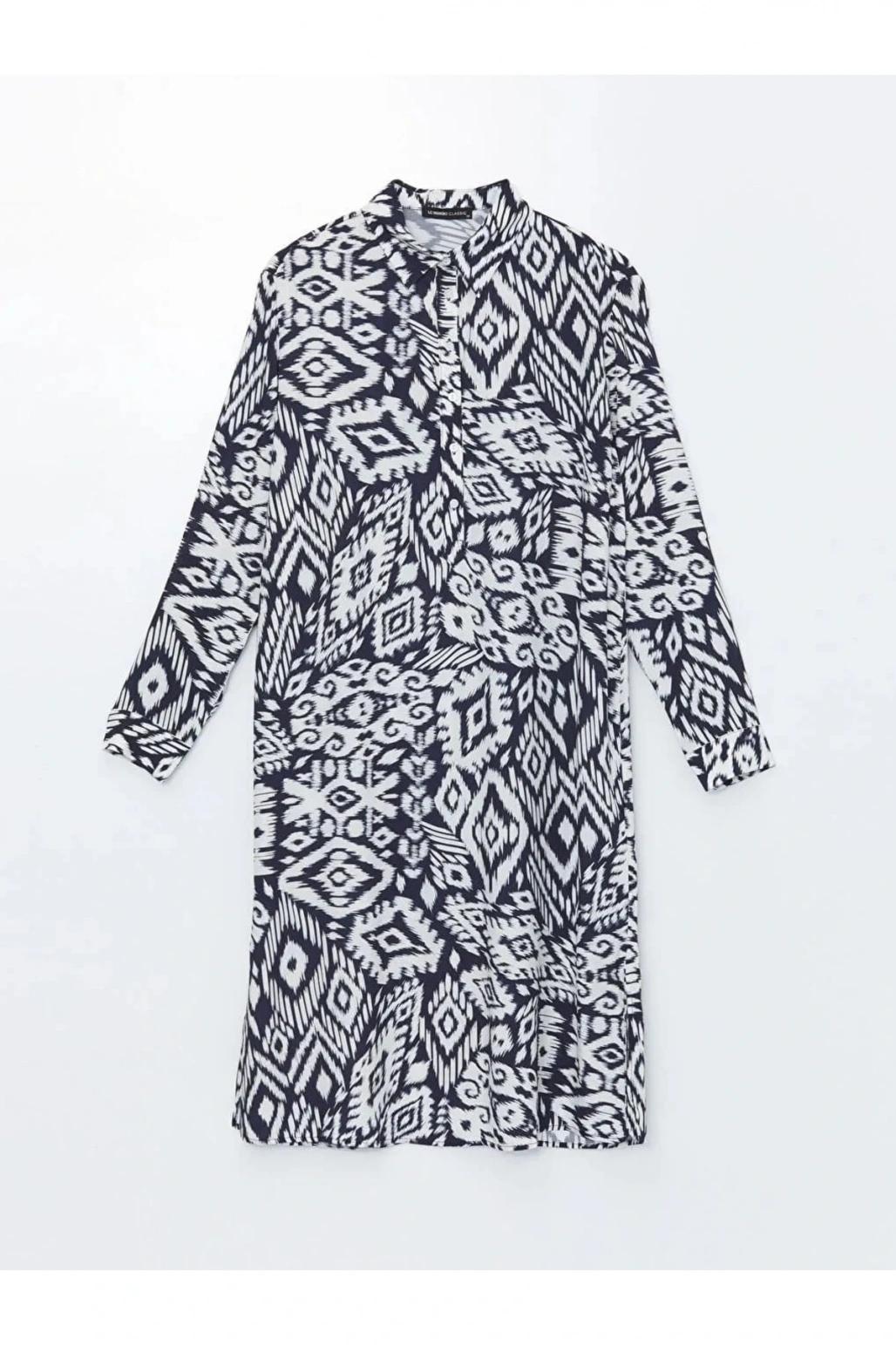 LCWAIKIKI Classic Lacivert Desenli Oversize Kadın Gömlek Tunik