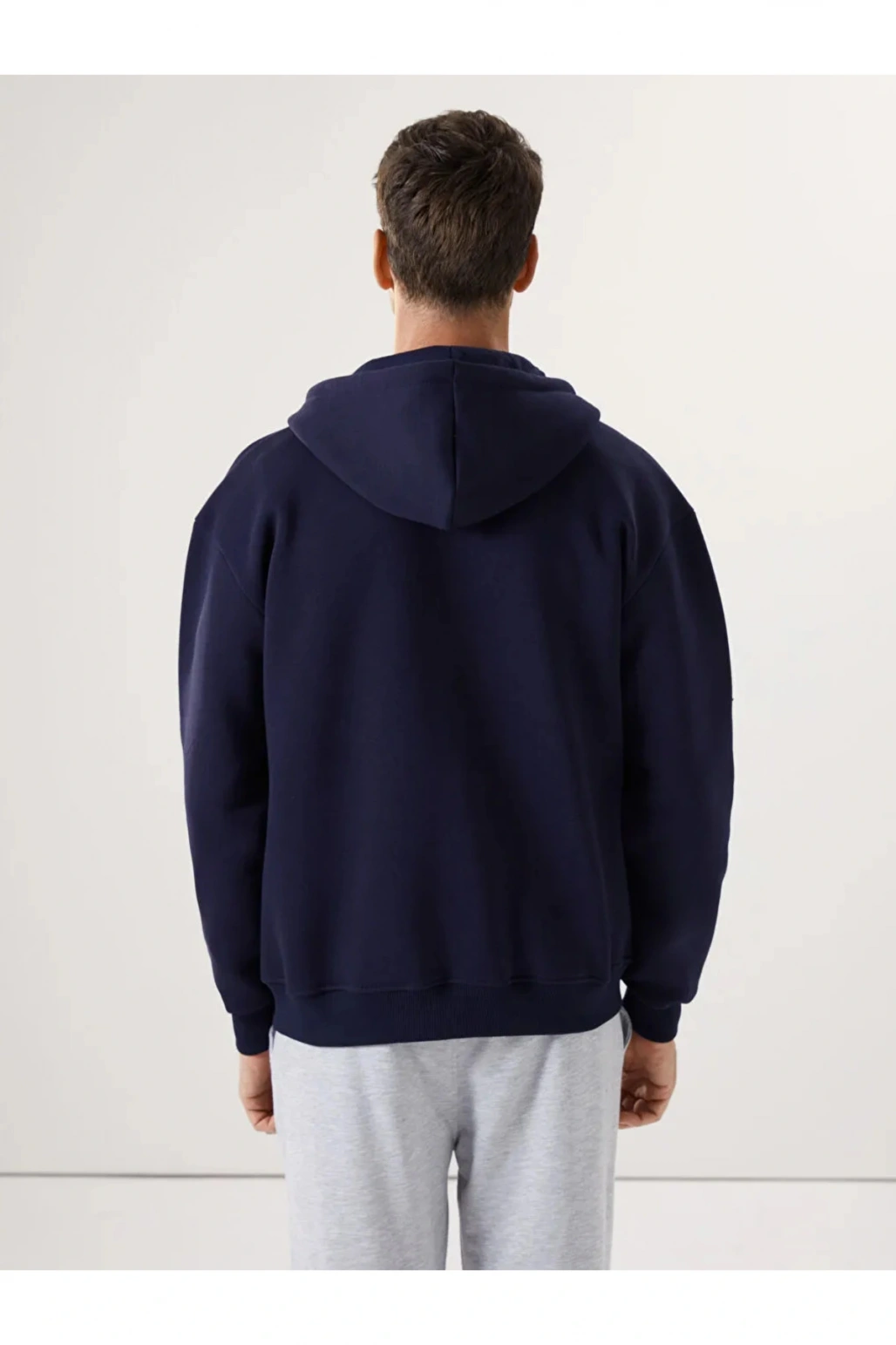 LCWAIKIKI Classic Lacivert Kapüşonlu Uzun Kollu Erkek Fermuarlı Sweatshirt