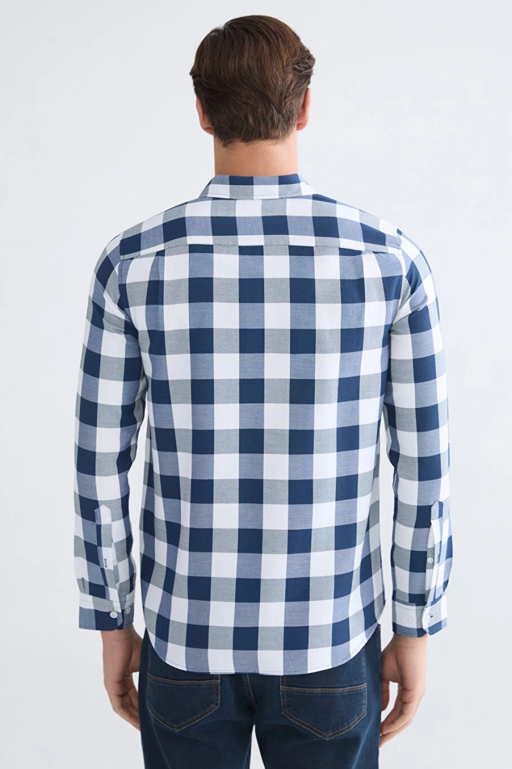 LCWAIKIKI Classic Lacivert Regular Fit Ekose Erkek Gömlek