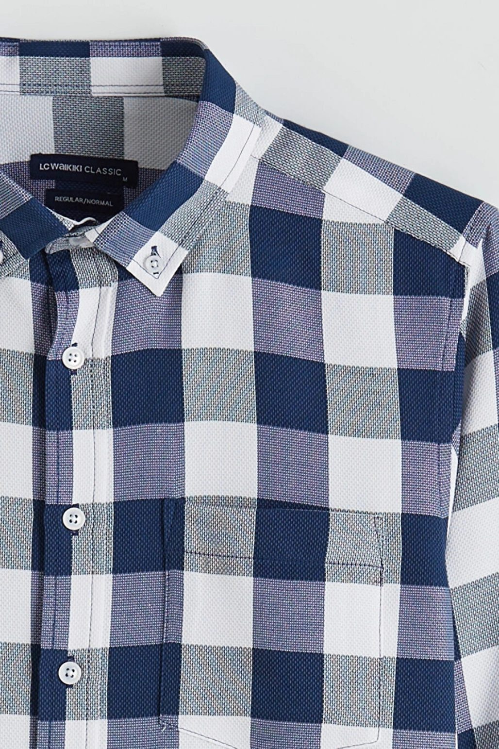 LCWAIKIKI Classic Lacivert Regular Fit Ekose Erkek Gömlek