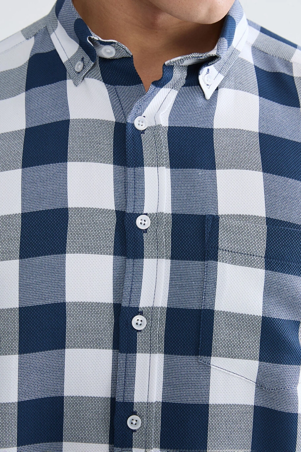 LCWAIKIKI Classic Lacivert Regular Fit Ekose Erkek Gömlek