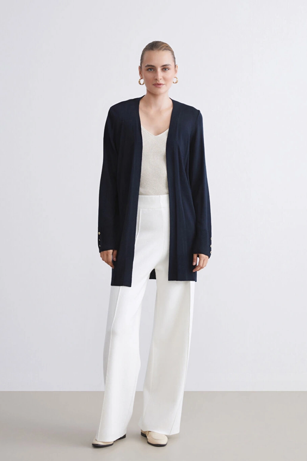 LCWAIKIKI Classic Lacivert Şal Yaka Kadın Triko Hırka