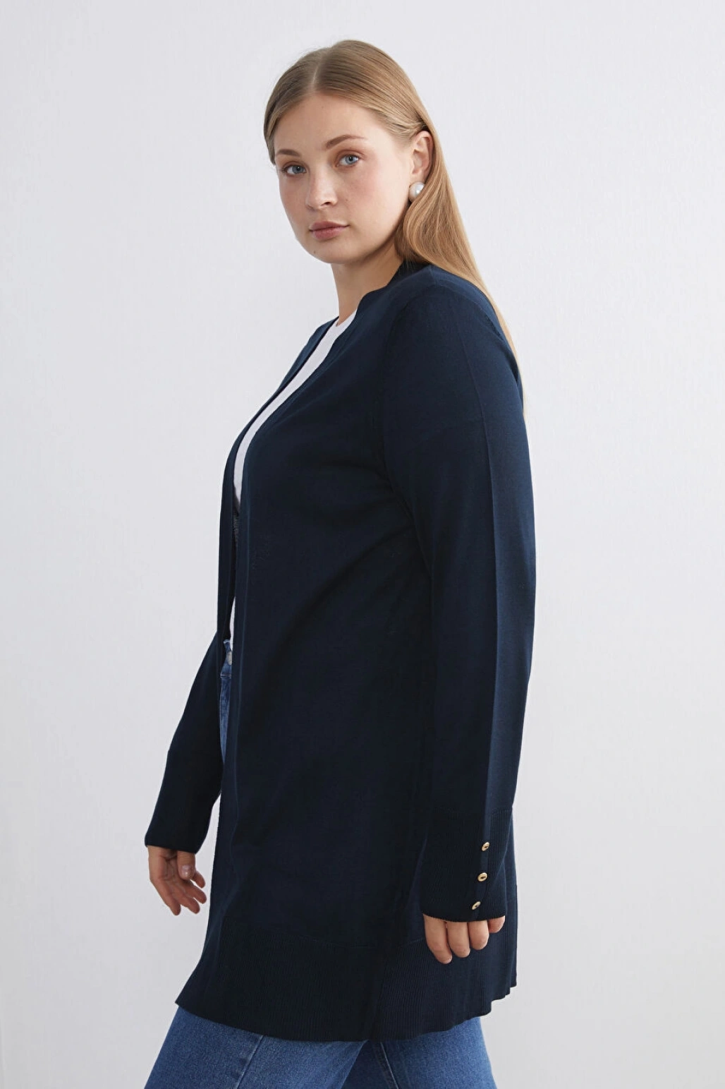 LCWAIKIKI Classic Lacivert Şal Yaka Kadın Triko Hırka