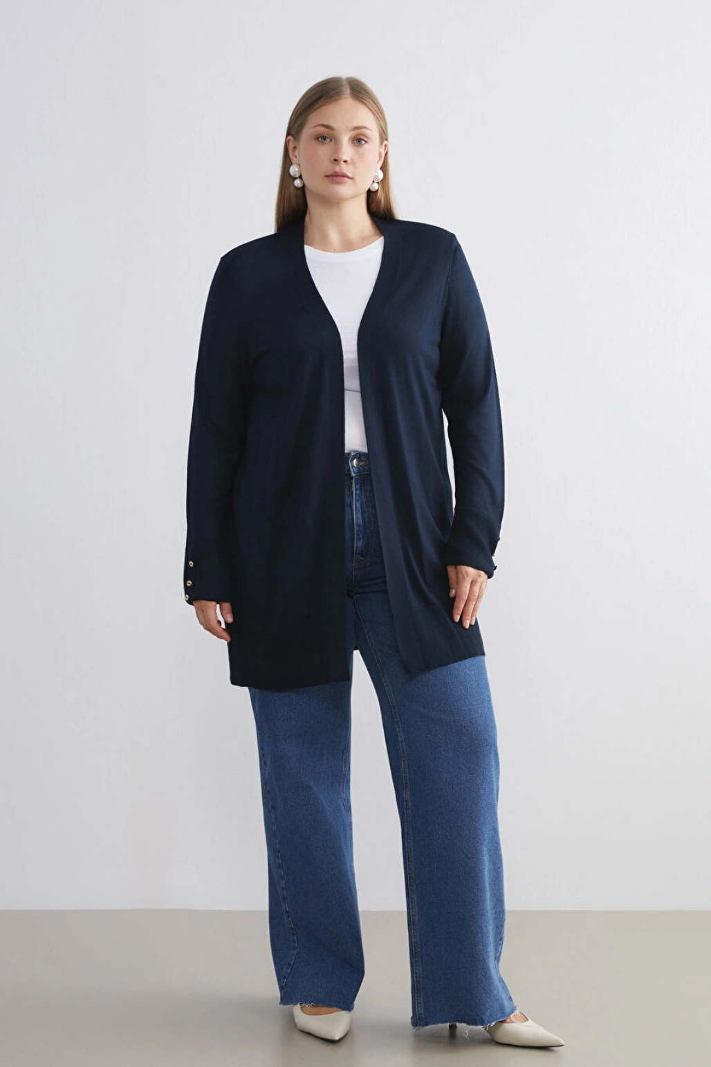 LCWAIKIKI Classic Lacivert Şal Yaka Kadın Triko Hırka