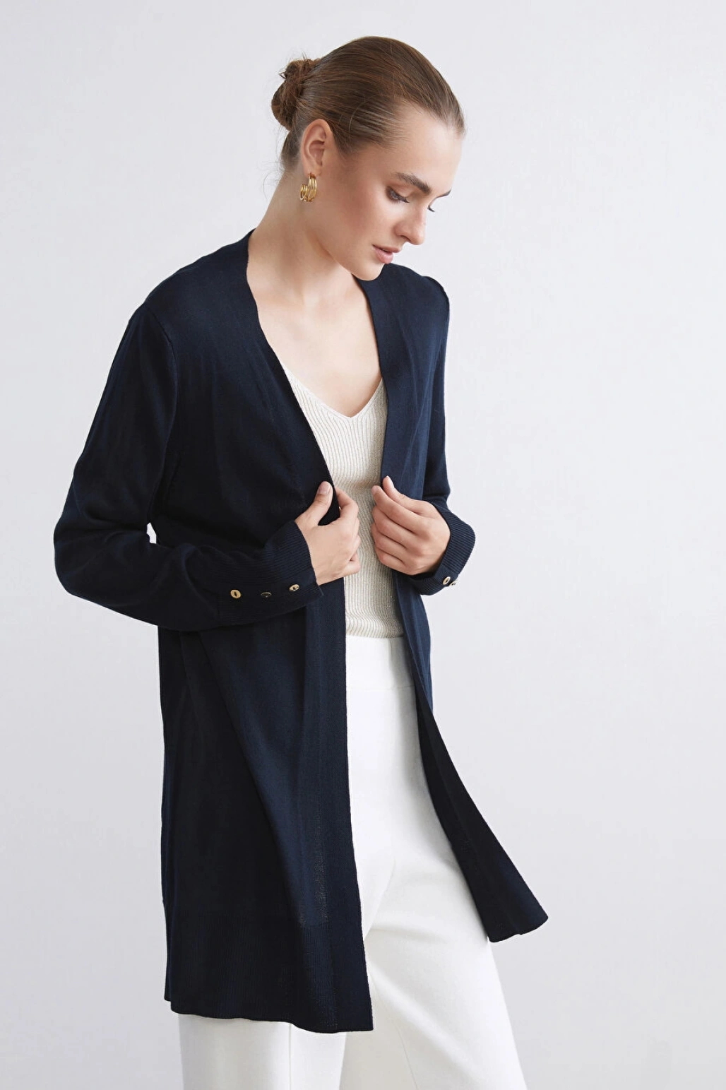 LCWAIKIKI Classic Lacivert Şal Yaka Kadın Triko Hırka