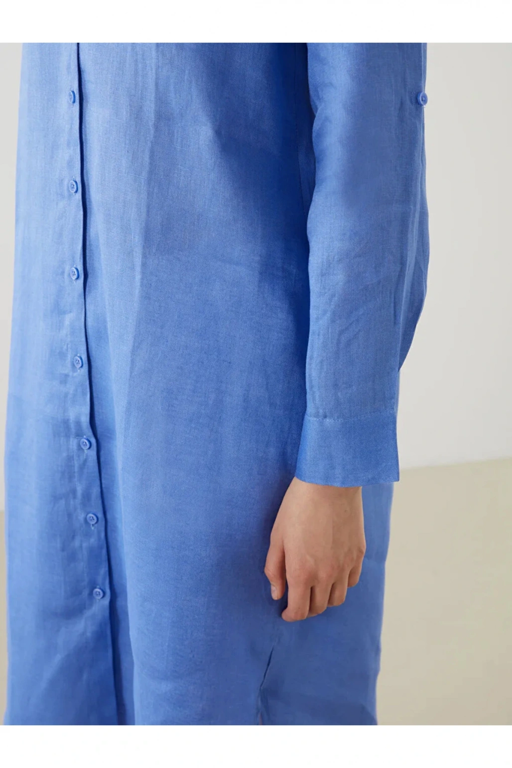 LCWAIKIKI Classic Mavi Keten Kadın Gömlek Tunik