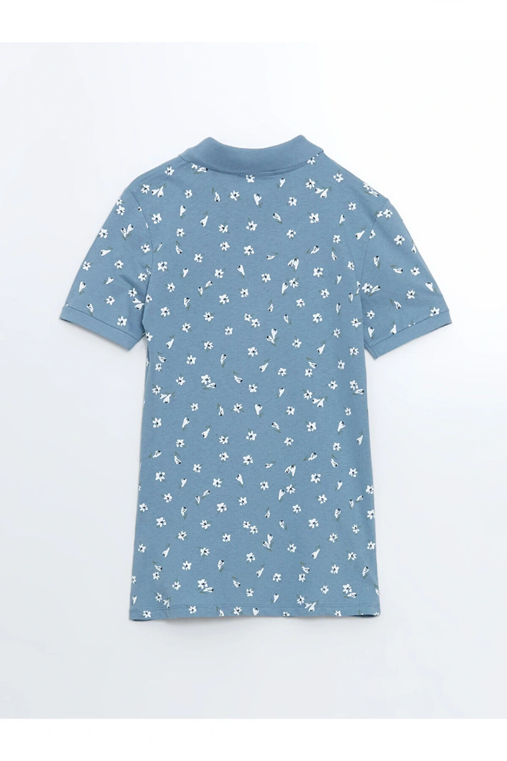 LCWAIKIKI Classic Mavi Polo Yaka Desenli Kadın Tişört