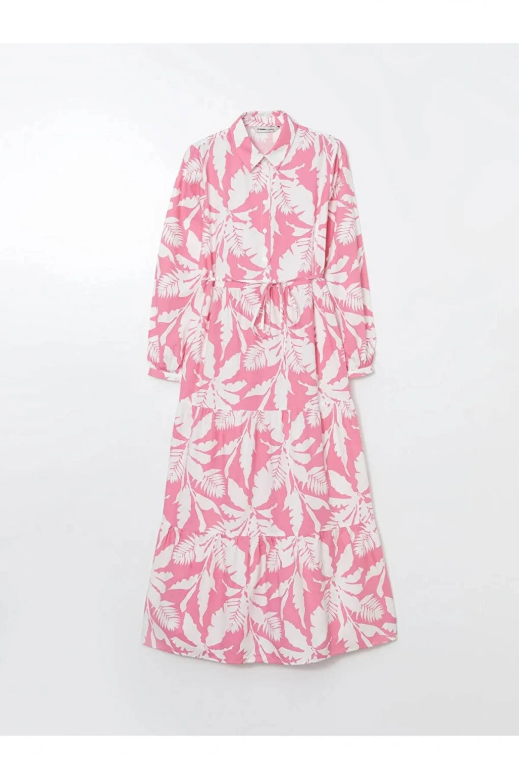 LCWAIKIKI Classic Pembe Gömlek Yaka Desenli Poplin Elbise