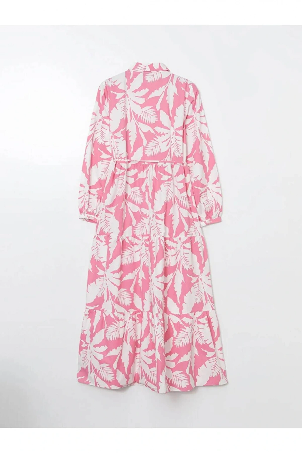 LCWAIKIKI Classic Pembe Gömlek Yaka Desenli Poplin Elbise