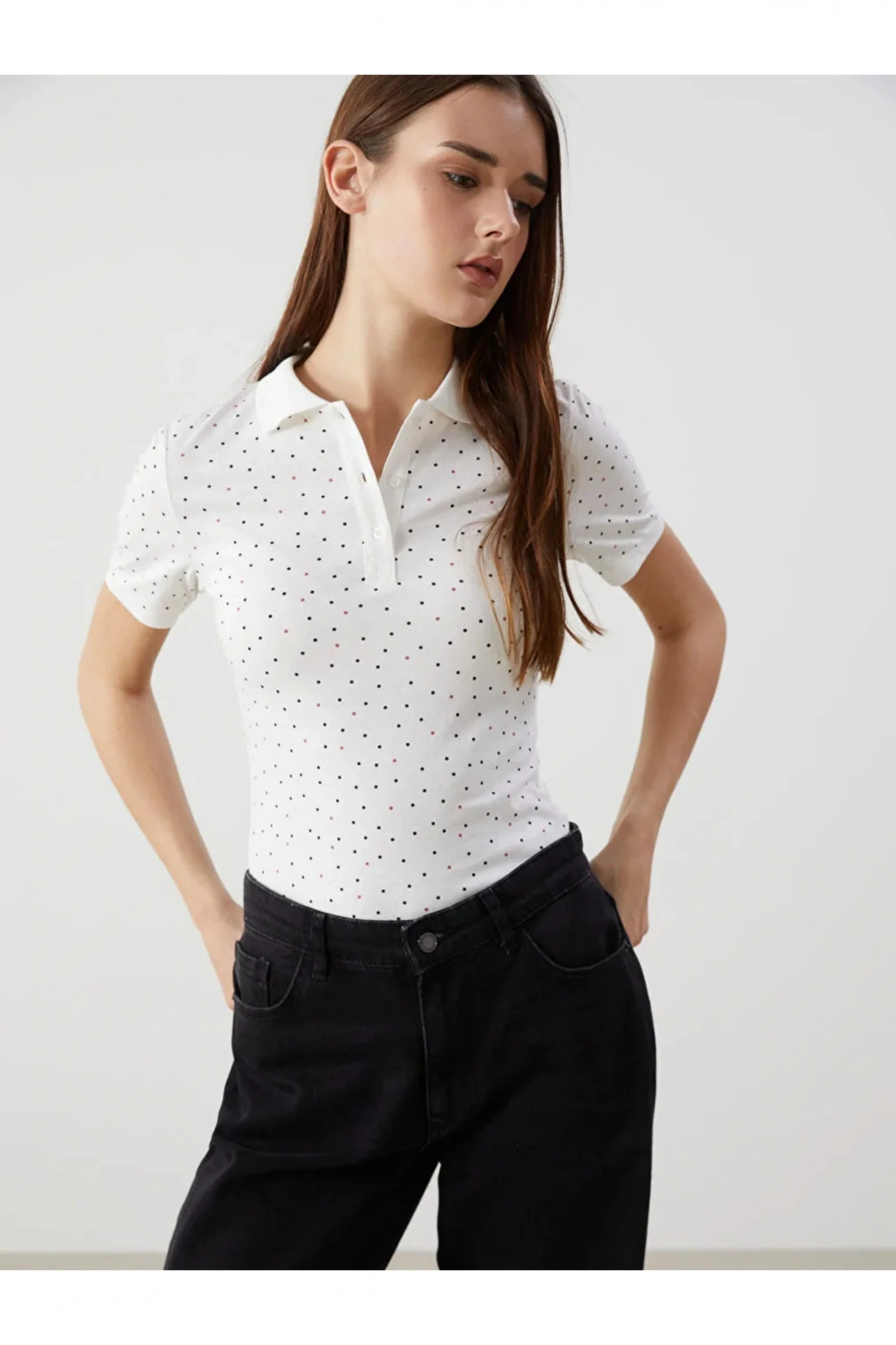 LCWAIKIKI Classic  Polo Yaka Desenli Kadın Tişört