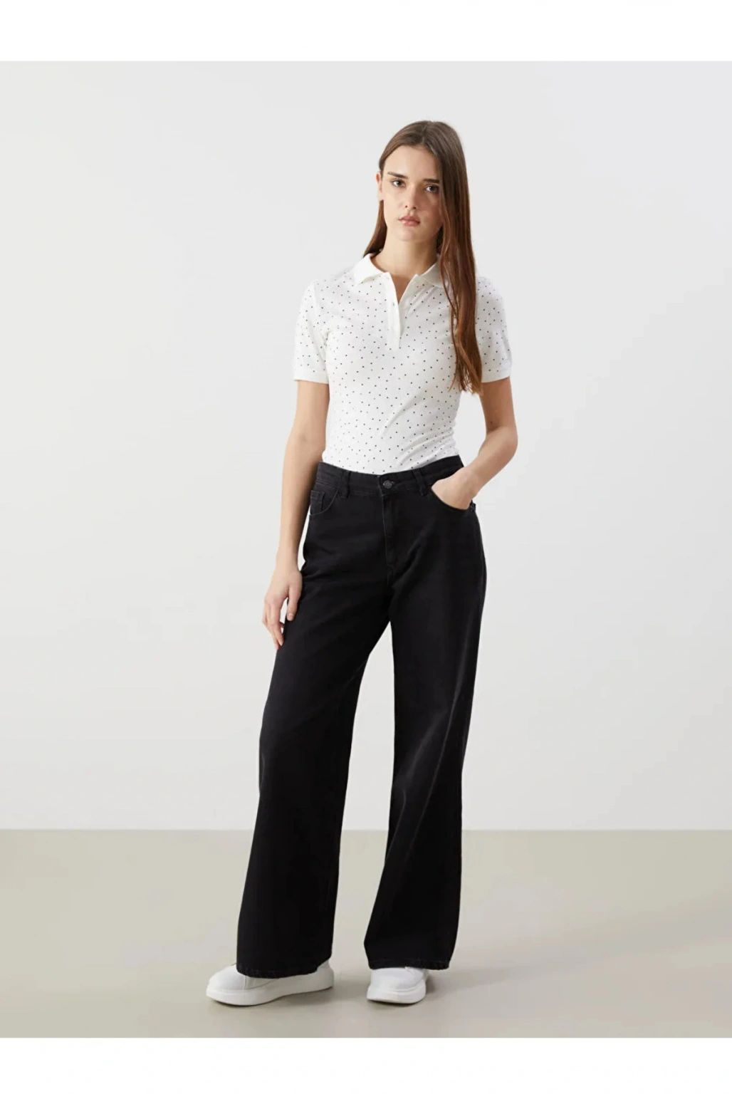 LCWAIKIKI Classic  Polo Yaka Desenli Kadın Tişört