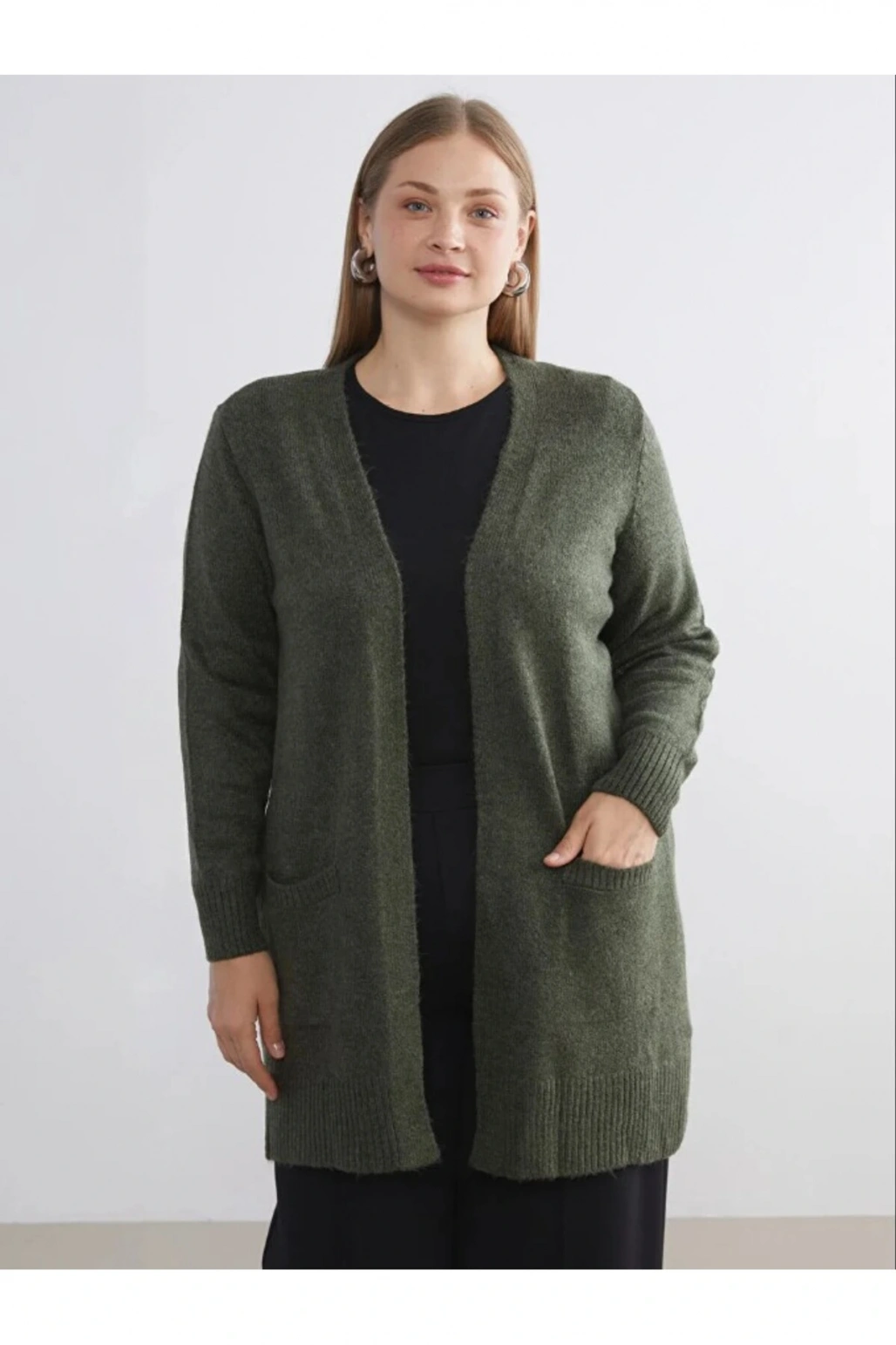 LCWAIKIKI Classic Şal Yaka Kadın Triko Hırka Büyük Beden