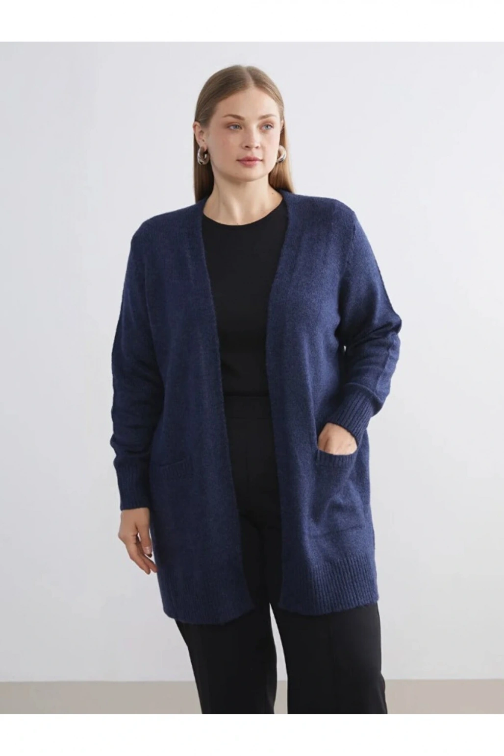 LCWAIKIKI Classic Şal Yaka Kadın Triko Hırka Büyük Beden