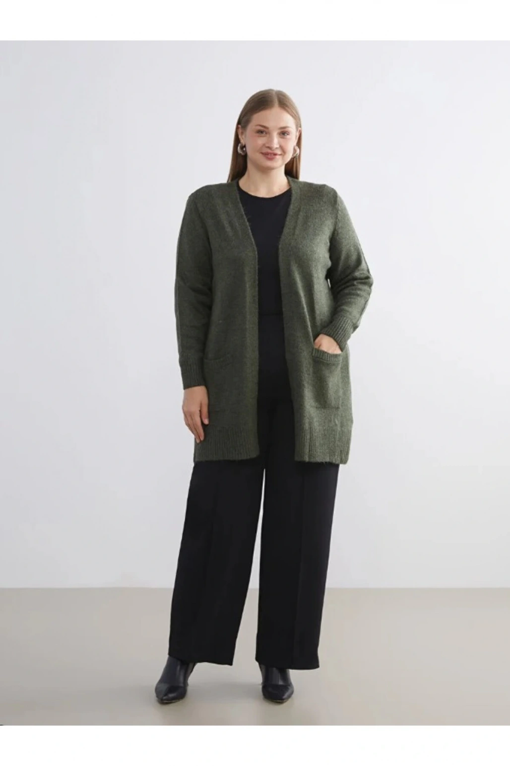 LCWAIKIKI Classic Şal Yaka Kadın Triko Hırka Büyük Beden