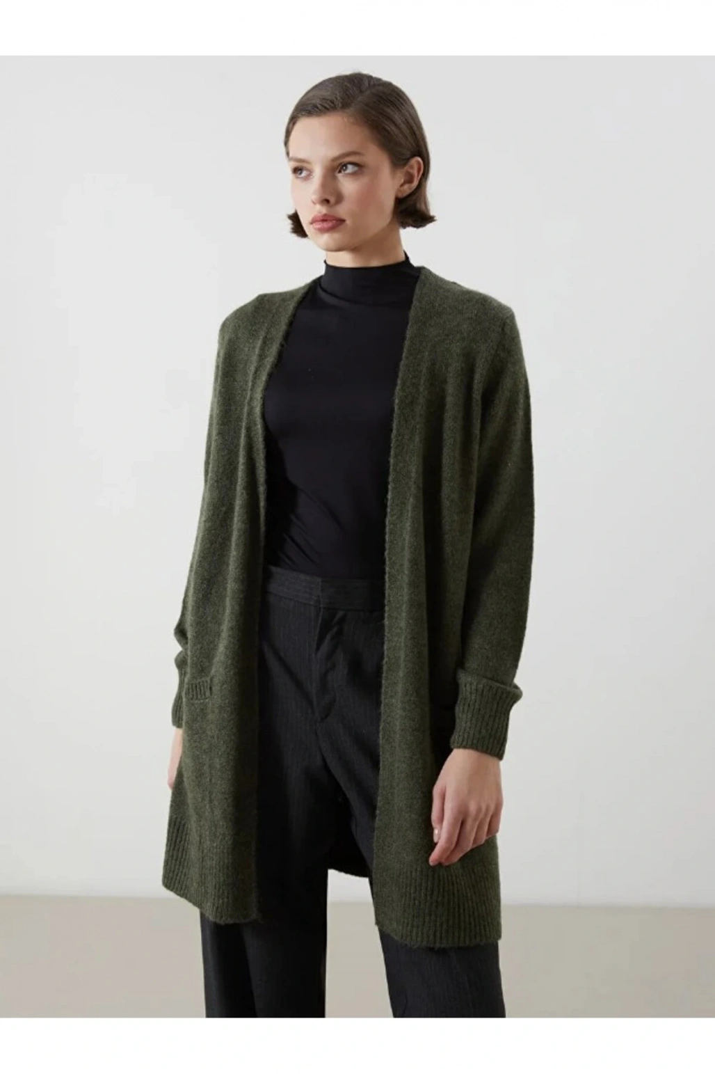 LCWAIKIKI Classic Şal Yaka Kadın Triko Hırka Büyük Beden