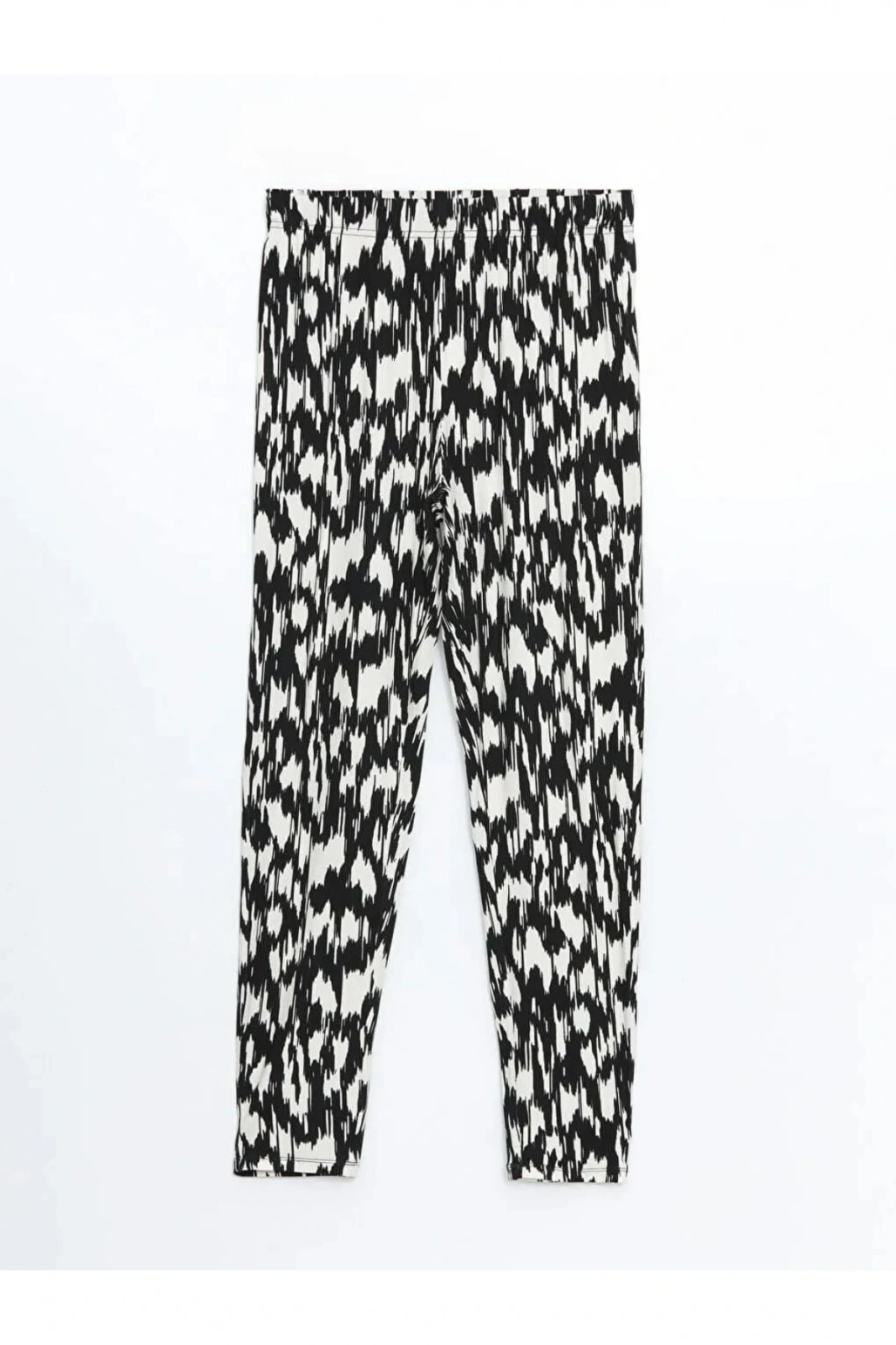 LCWAIKIKI Classic Siyah Beli Lastikli Desenli Kadın Pantolon