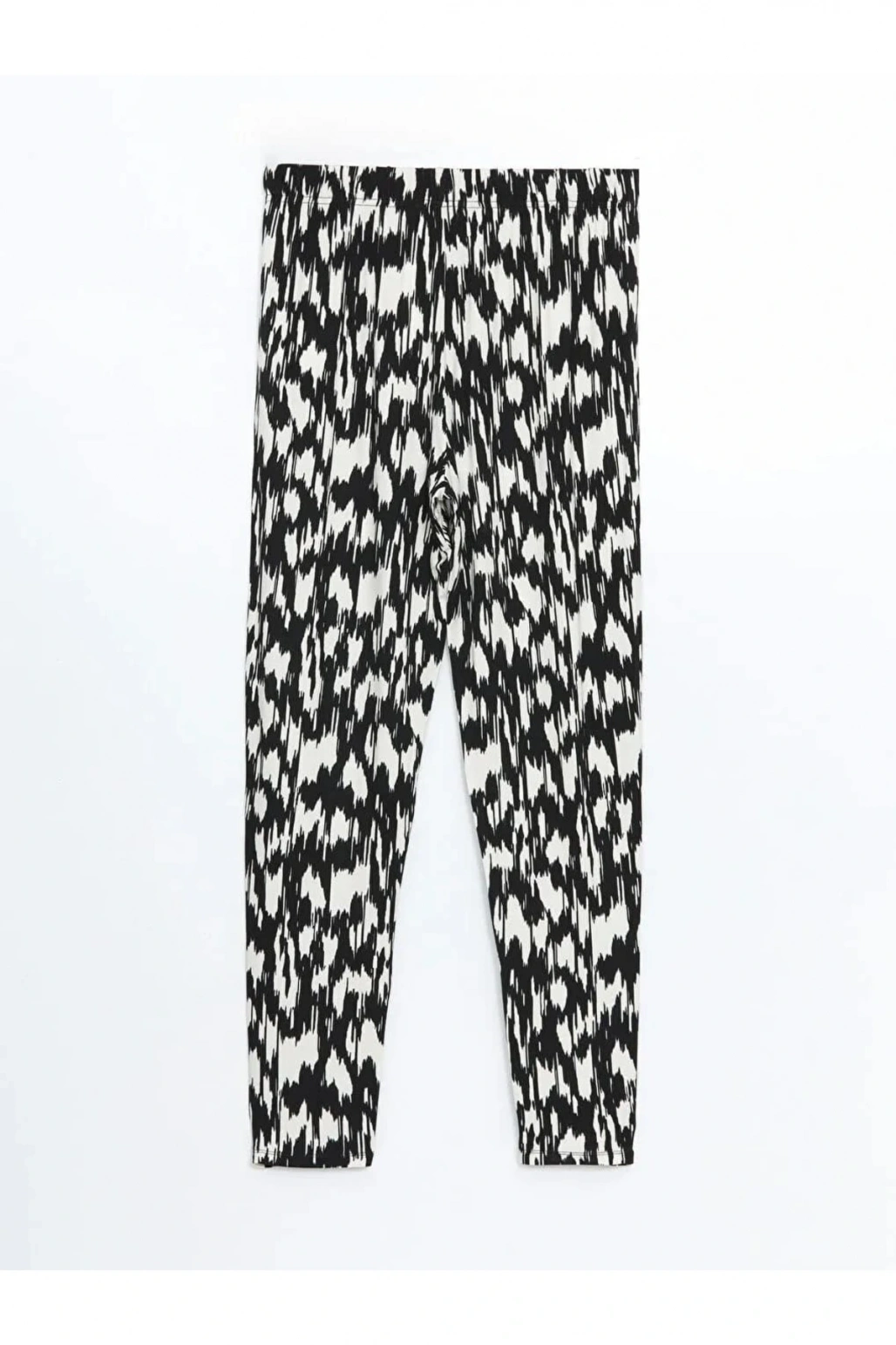 LCWAIKIKI Classic Siyah Beli Lastikli Desenli Kadın Pantolon