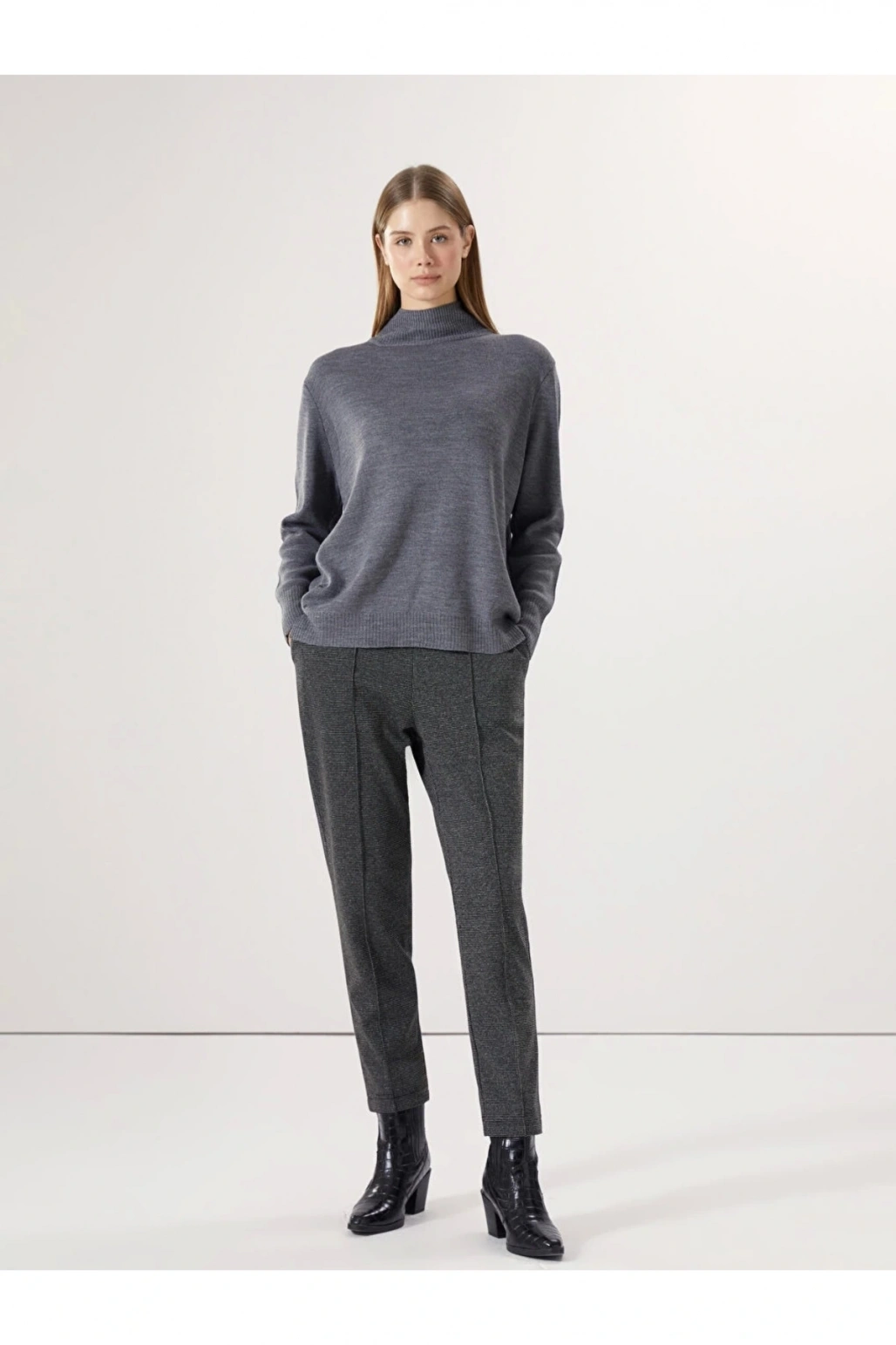 Lcwaıkıkı Classic Siyah Beli Lastikli Ekose Kadın Pantolon