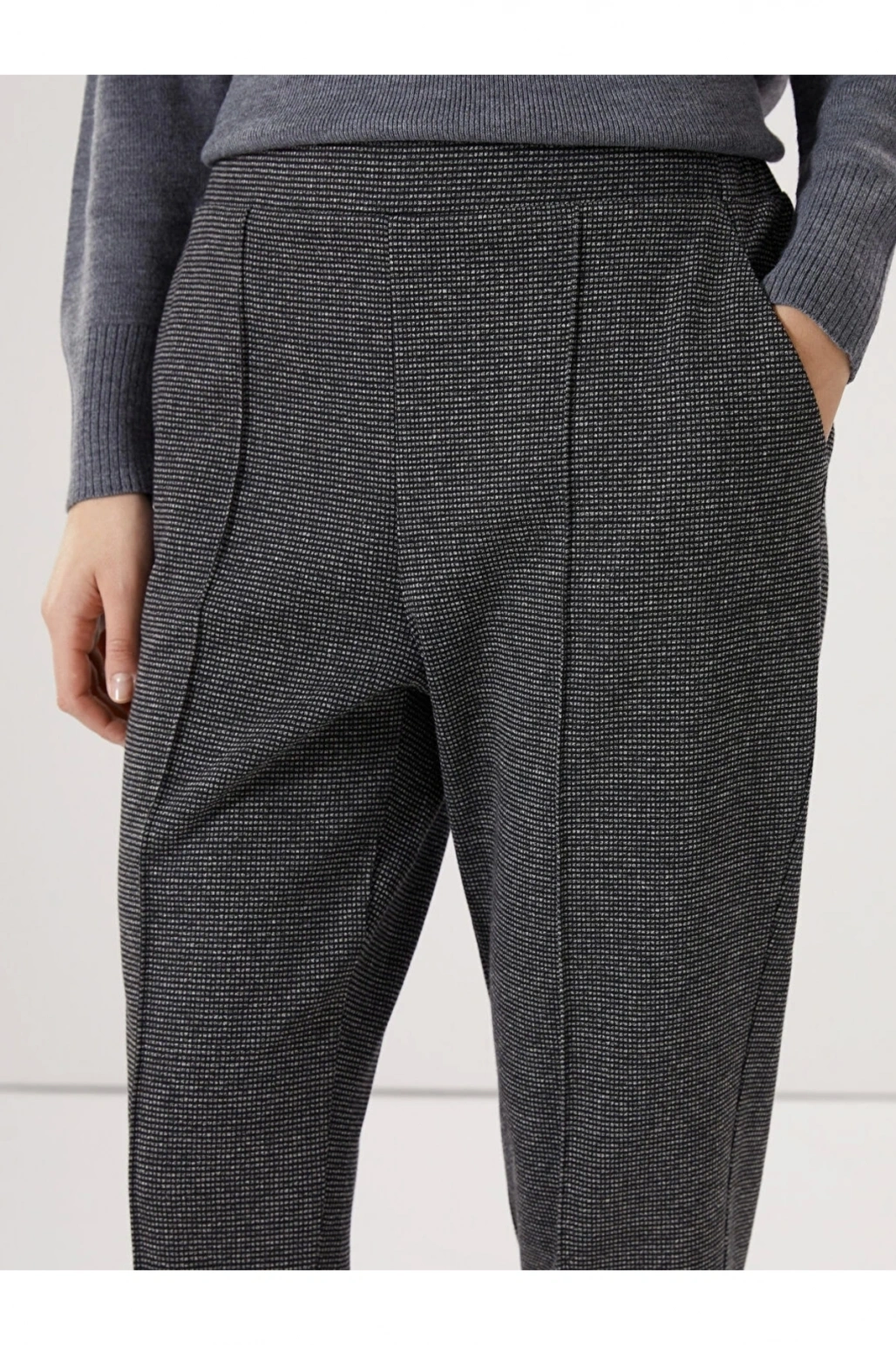 Lcwaıkıkı Classic Siyah Beli Lastikli Ekose Kadın Pantolon