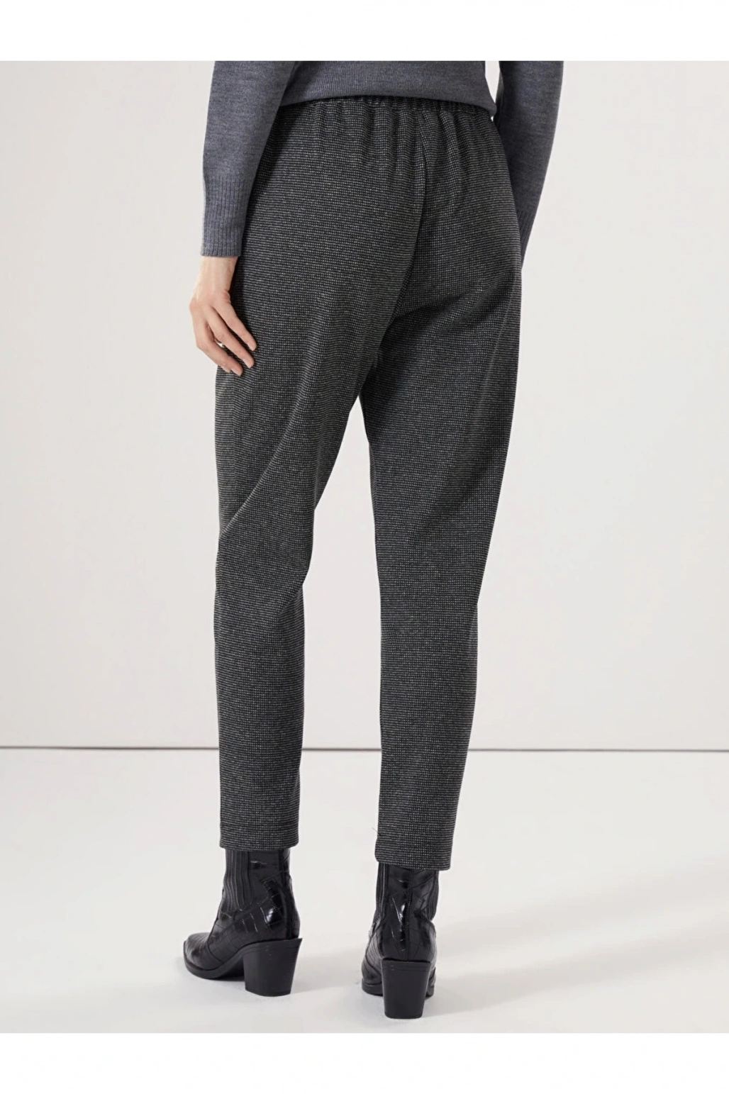 Lcwaıkıkı Classic Siyah Beli Lastikli Ekose Kadın Pantolon