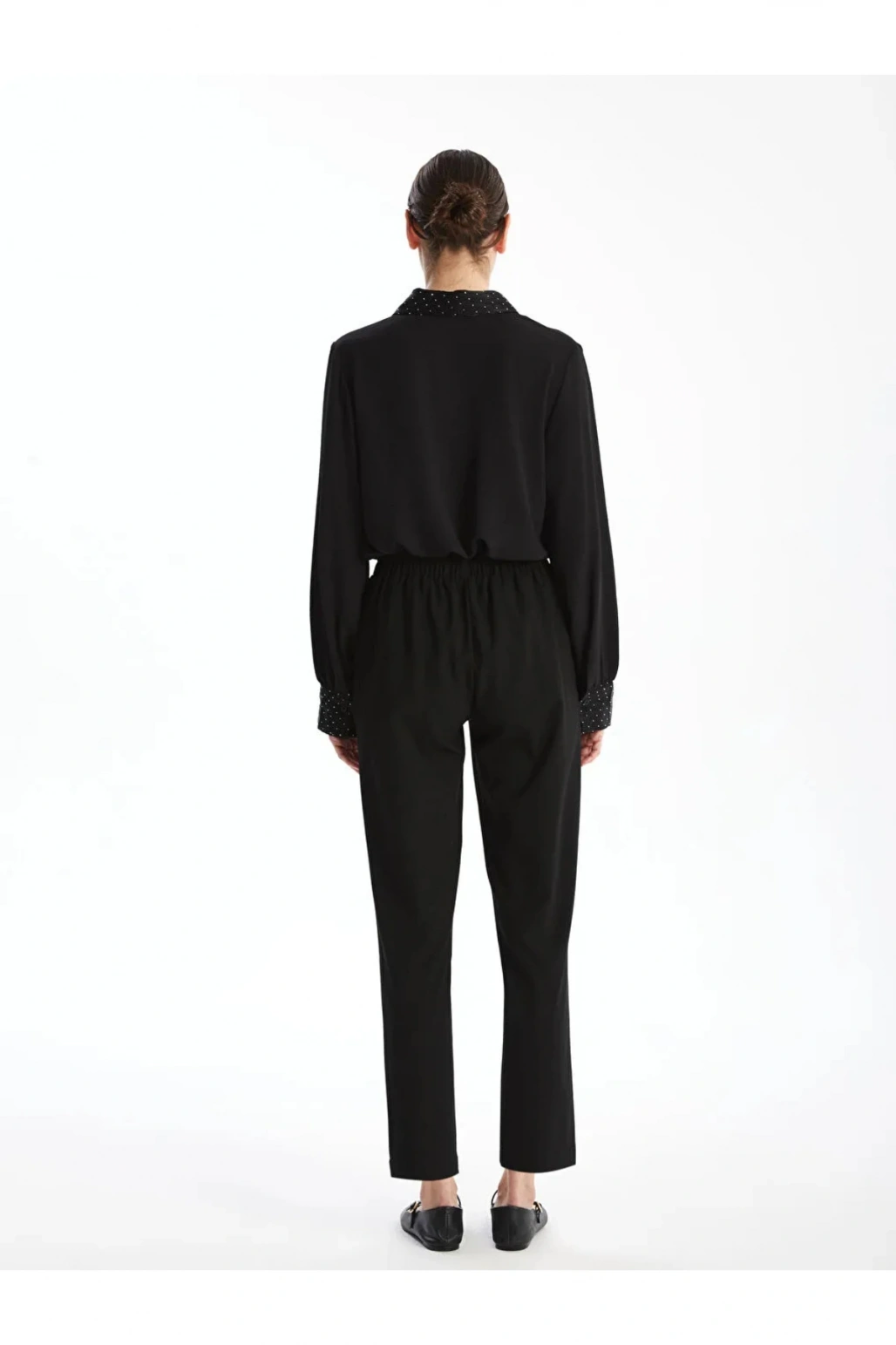 LCWAIKIKI Classic Siyah Beli Lastikli Kadın Cigarette Pantolon T T