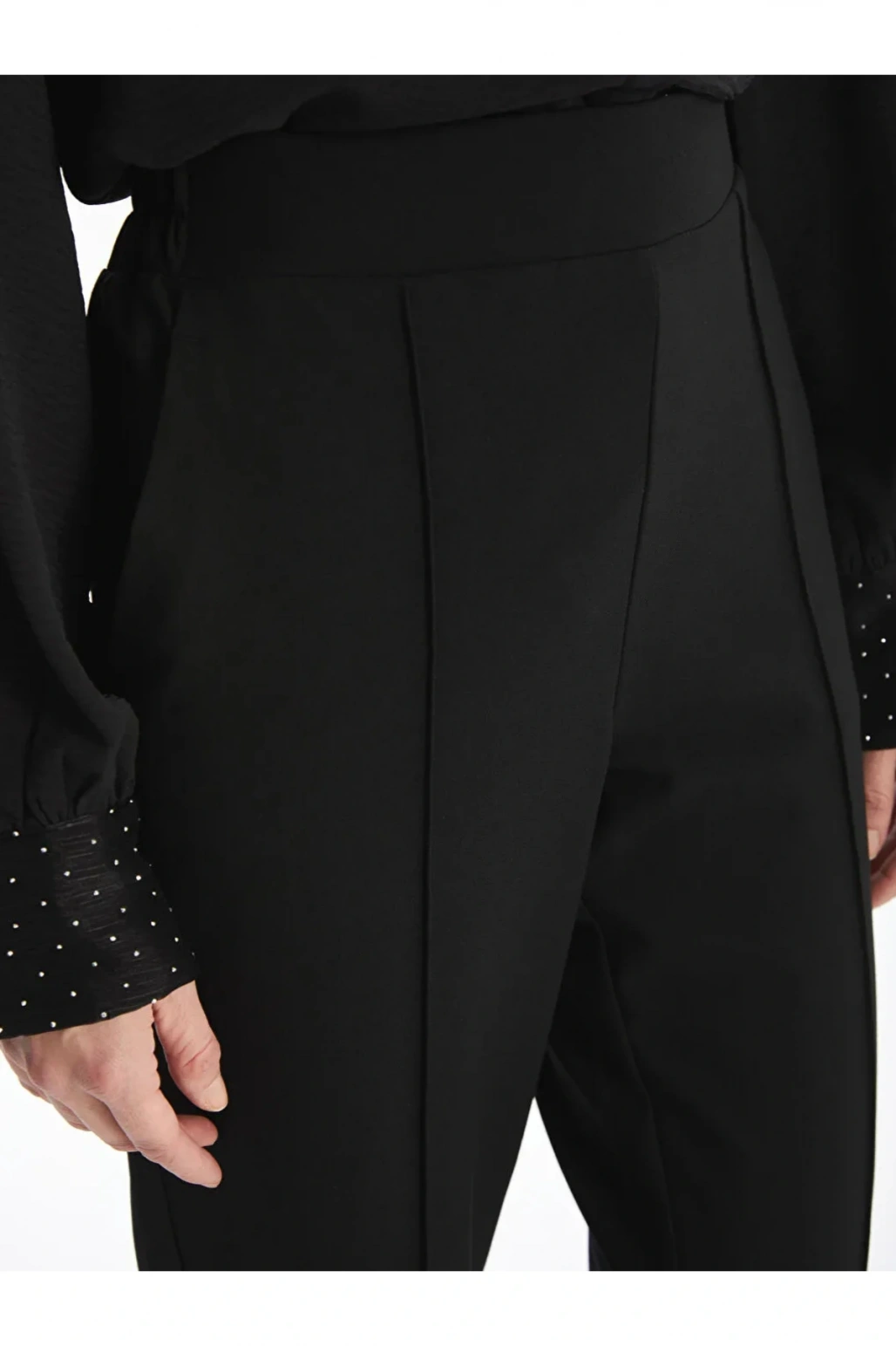 LCWAIKIKI Classic Siyah Beli Lastikli Kadın Cigarette Pantolon T T