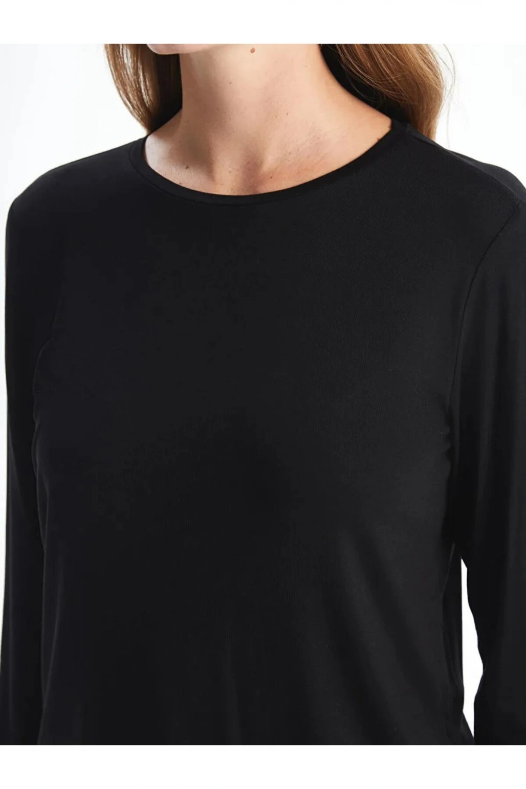 LCWAIKIKI Classic Siyah Bisiklet Yaka Kadın Tişört