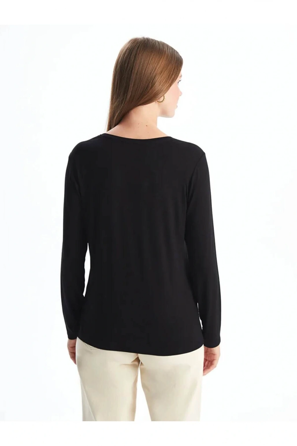 LCWAIKIKI Classic Siyah Bisiklet Yaka Kadın Tişört