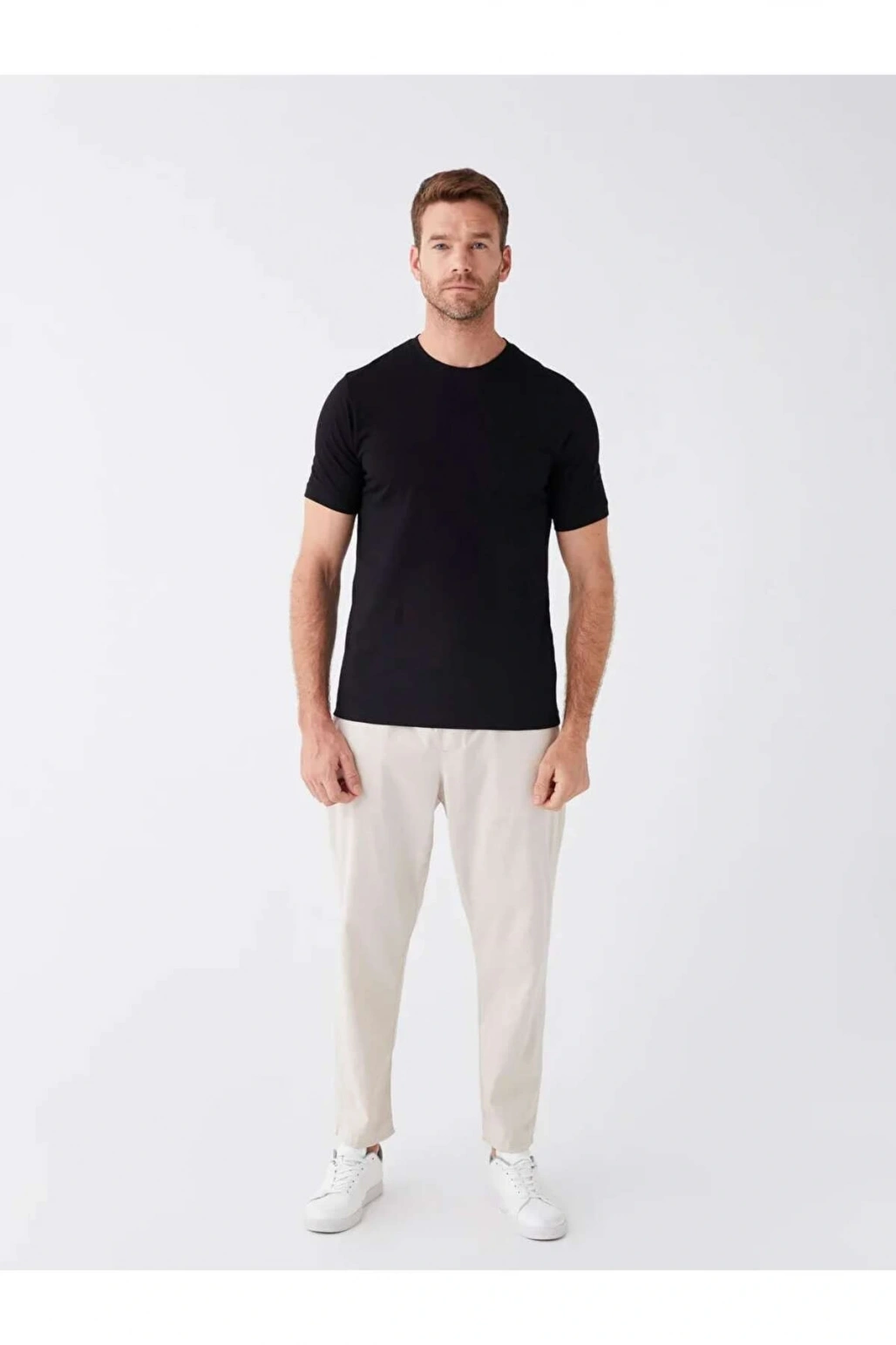 LCWAIKIKI Classic Siyah Bisiklet Yaka Penye Erkek Tişört