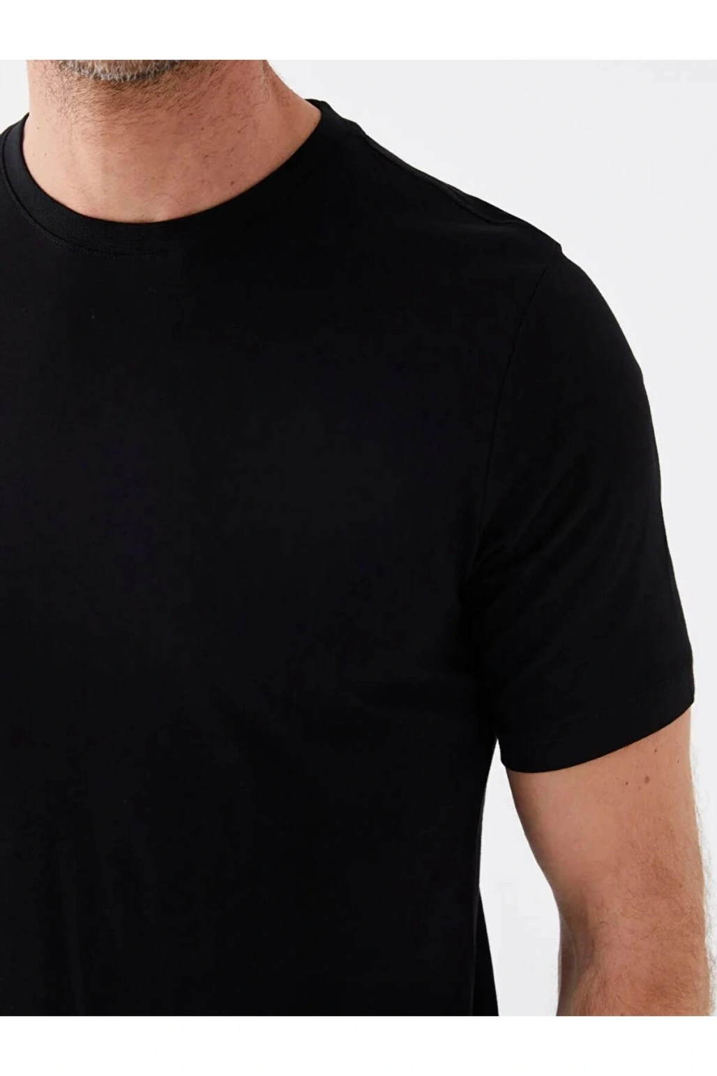 LCWAIKIKI Classic Siyah Bisiklet Yaka Penye Erkek Tişört