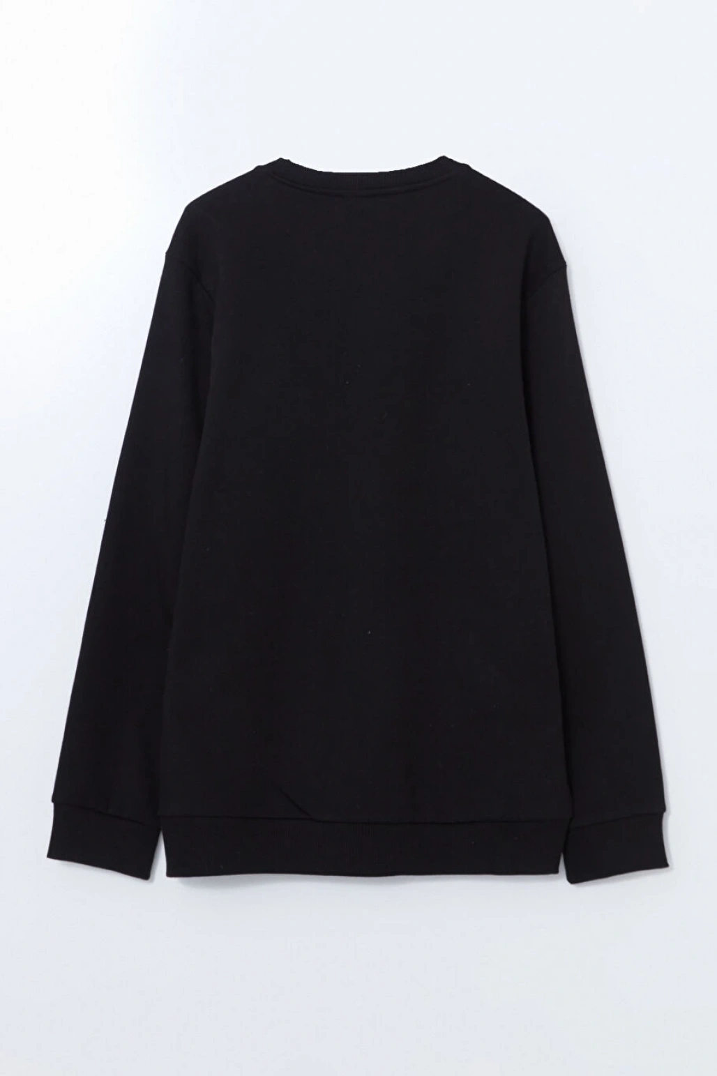 LCWAIKIKI Classic Siyah Bisiklet Yaka Uzun Kollu Baskılı Kalın Erkek Sweatshirt