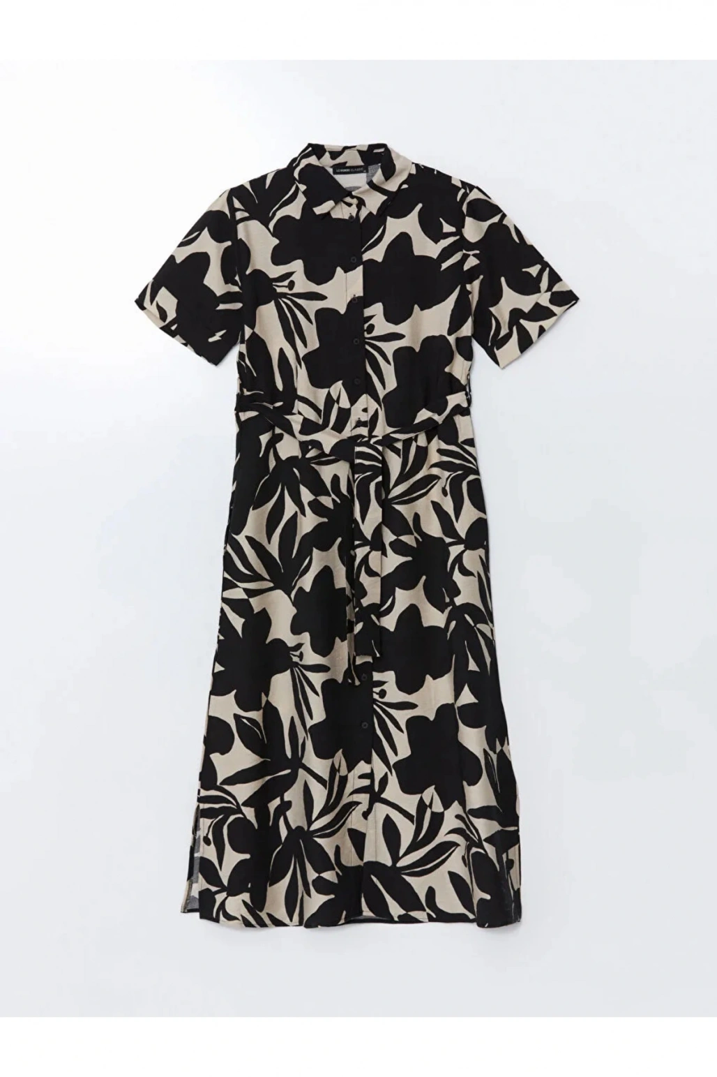 LCWAIKIKI Classic Siyah Desenli Kadın Gömlek Elbise