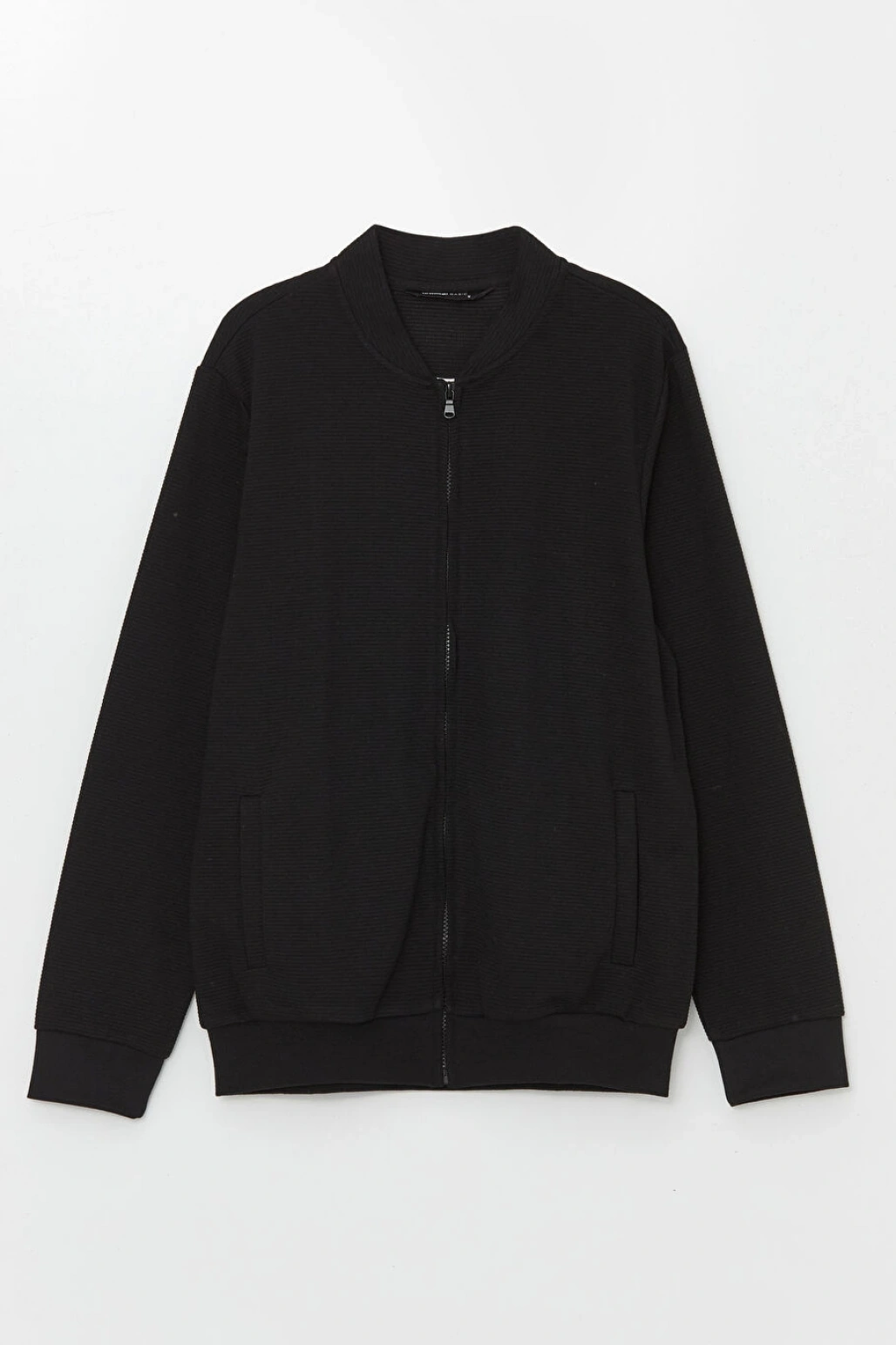 LCWAIKIKI Classic Siyah Kolej Yaka Uzun Kollu Erkek Fermuarlı Sweatshirt