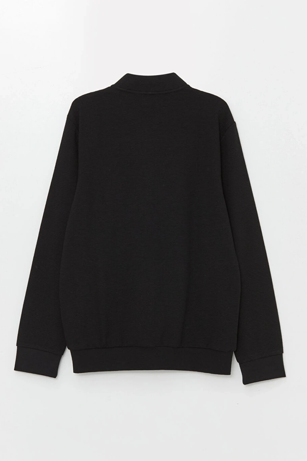 LCWAIKIKI Classic Siyah Kolej Yaka Uzun Kollu Erkek Fermuarlı Sweatshirt