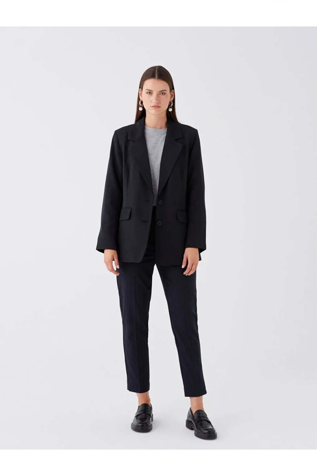 LCWAIKIKI Classic Siyah Krep Kadın Blazer Ceket