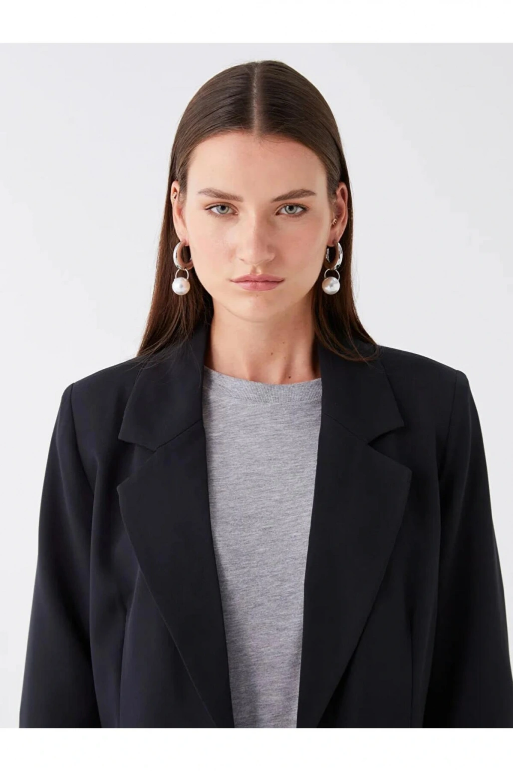 LCWAIKIKI Classic Siyah Krep Kadın Blazer Ceket