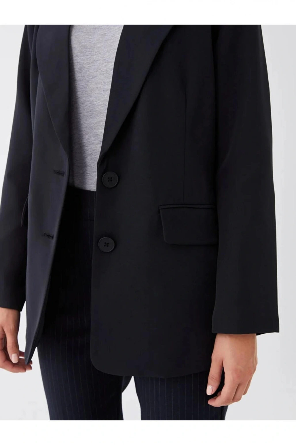 LCWAIKIKI Classic Siyah Krep Kadın Blazer Ceket